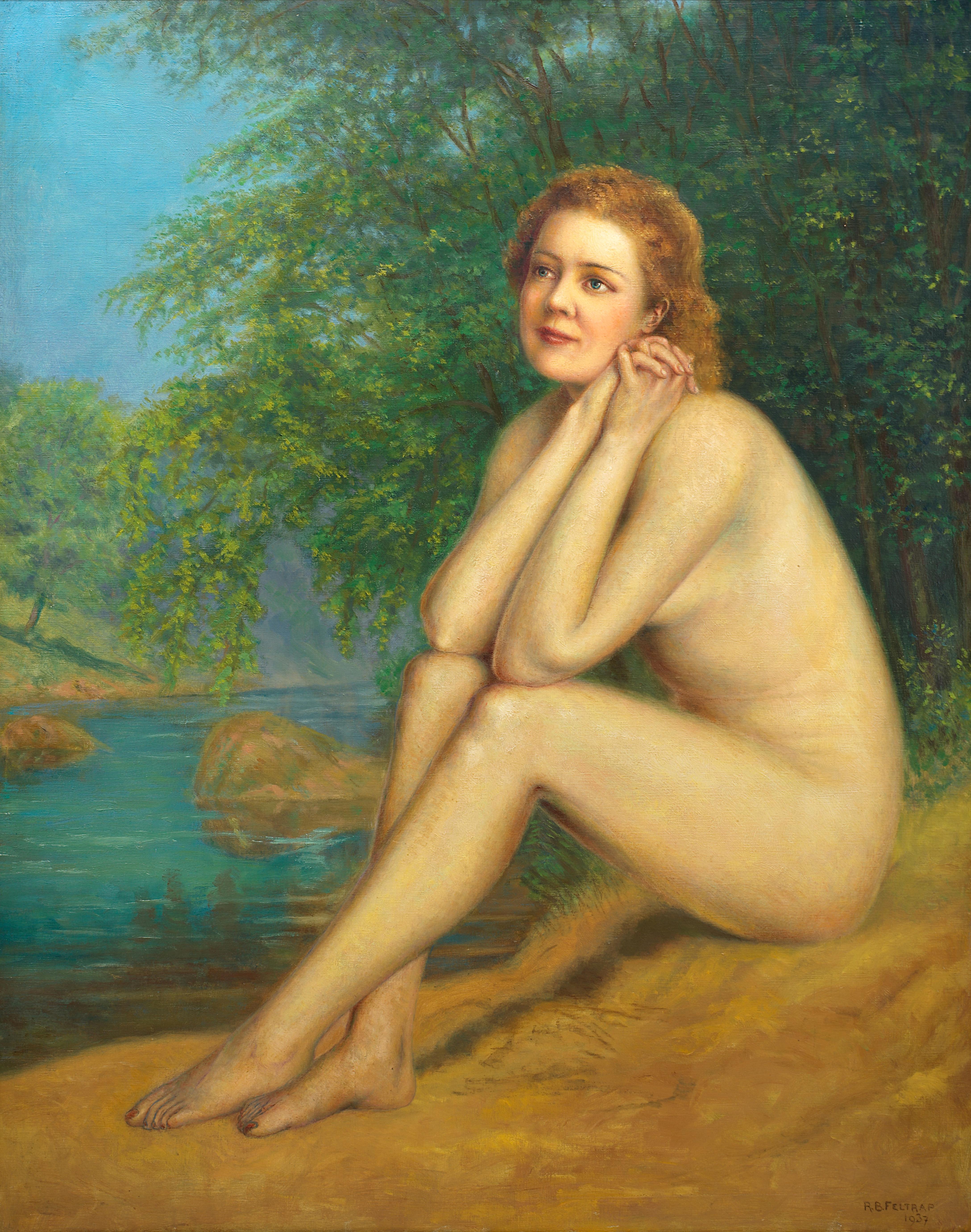 R.B. Fel FellTRAP, Öl auf Leinwand, Akt, 1937 – Painting von R. B. Feltrap