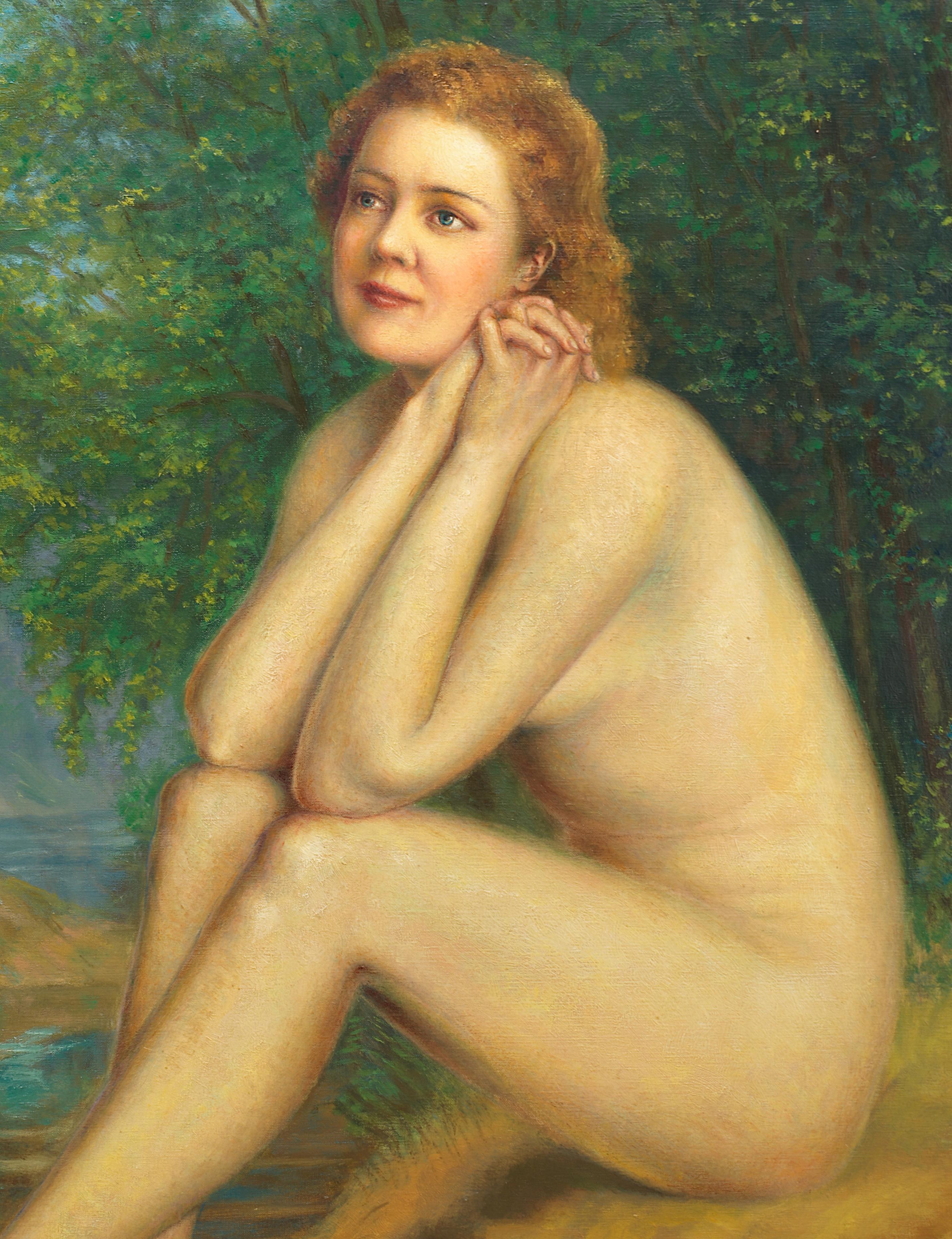 R.B. FELTRAP, Oil on canvas, Nude, 1937 - Art Deco Painting by R. B. Feltrap