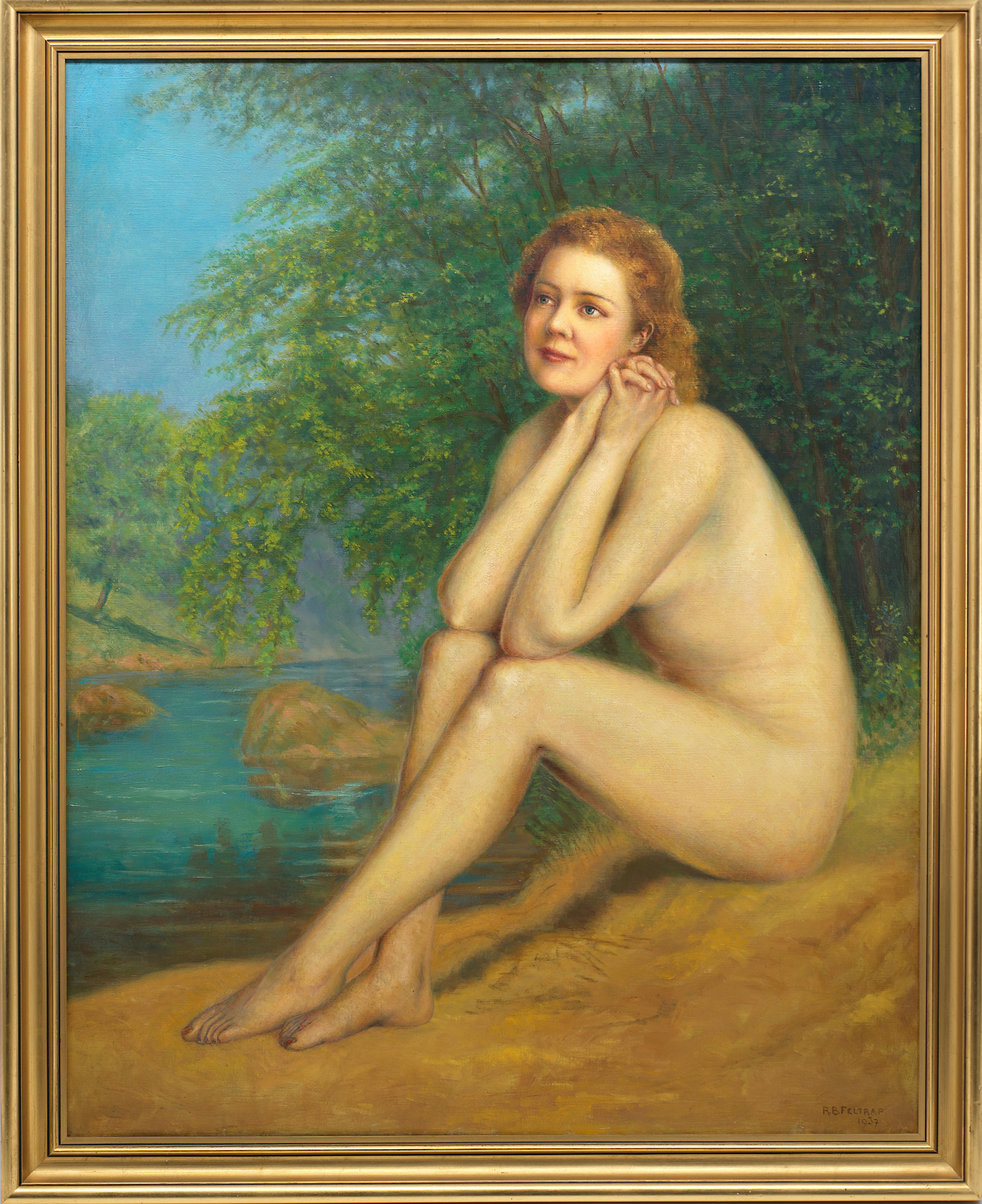 R. B. Feltrap Nude Painting – R.B. Fel FellTRAP, Öl auf Leinwand, Akt, 1937