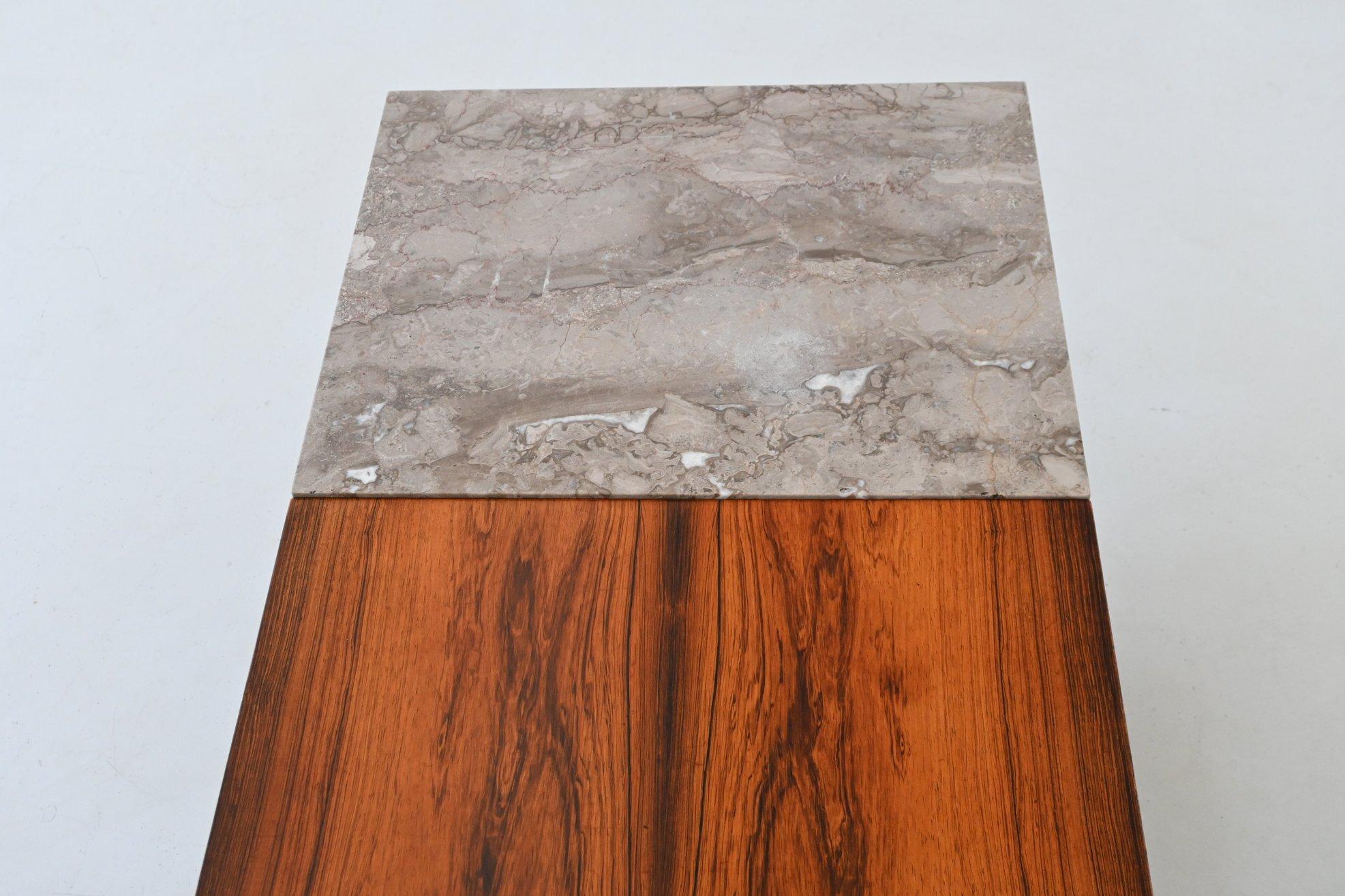 R. I. B. Glatzel table basse en bois de rose et marbre Fristho Pays-Bas 1962 en vente 5