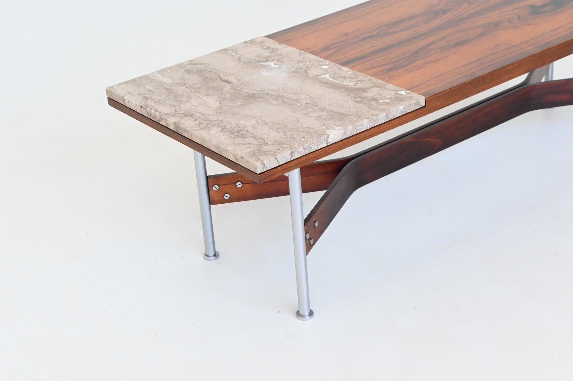 R. I. B. Glatzel table basse en bois de rose et marbre Fristho Pays-Bas 1962 en vente 8