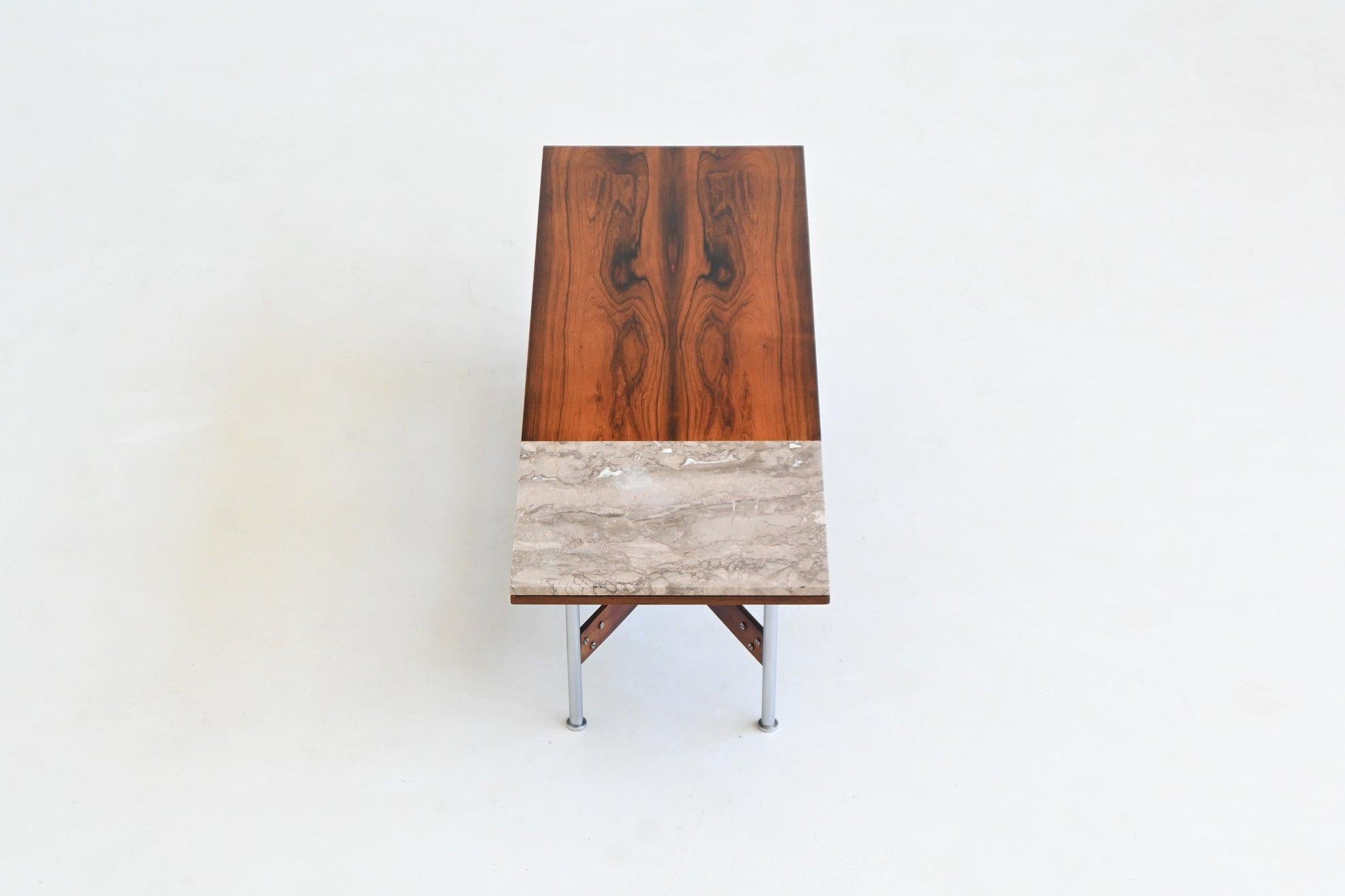 R. I. B. Glatzel table basse en bois de rose et marbre Fristho Pays-Bas 1962 en vente 1