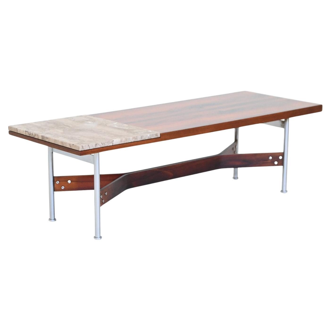 R. I. B. Glatzel table basse en bois de rose et marbre Fristho Pays-Bas 1962 en vente