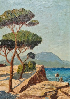 Huile sur panneau post-impressionniste, Bord de Mer