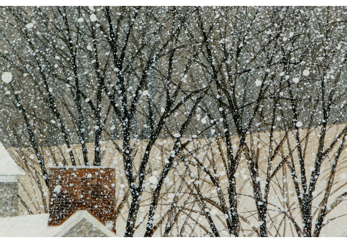 R. Benjamin Jones (Am., 1936-2017), Huile sur panneau, Houses In A Snowy Landscape en vente 3