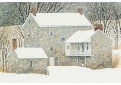 R. Benjamin Jones 'Am., 1936-2017' Oil on Board, Houses in a Snowy Landscape