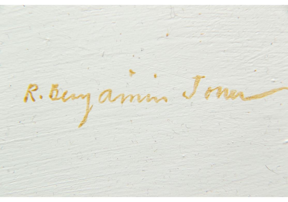 American R. Benjamin Jones 'Am., 1936-2017' Oil on Board, Houses in a Snowy Landscape For Sale