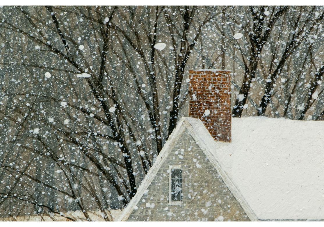 R. Benjamin Jones (Am., 1936-2017), Huile sur panneau, Houses In A Snowy Landscape Bon état - En vente à Bridgeport, CT