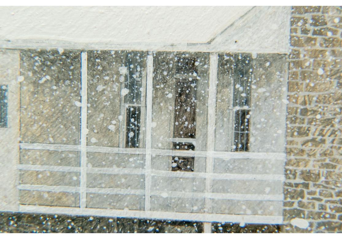 R. Benjamin Jones (Am., 1936-2017), Huile sur panneau, Houses In A Snowy Landscape en vente 1