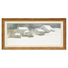 R. Benjamin Jones 'Am., 1936-2017' Oil on Board, Houses in a Snowy Landscape