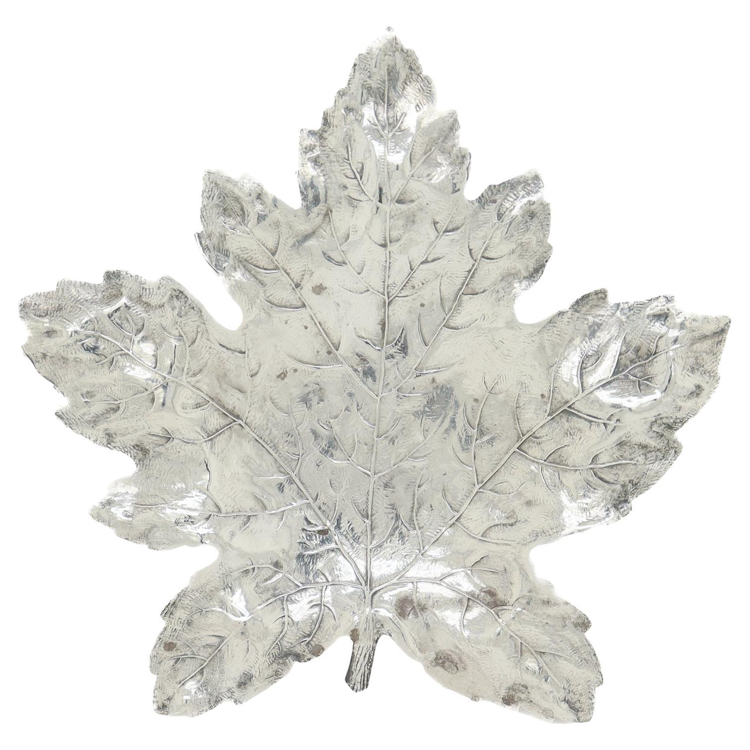 R. Blackington Sterling Silver Mid-Century Modern Maple Leaf Dish or Vide Poche