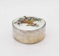 R. Blackinton 1910 Edwardian Enameled Round Box In .925 Sterling Silver