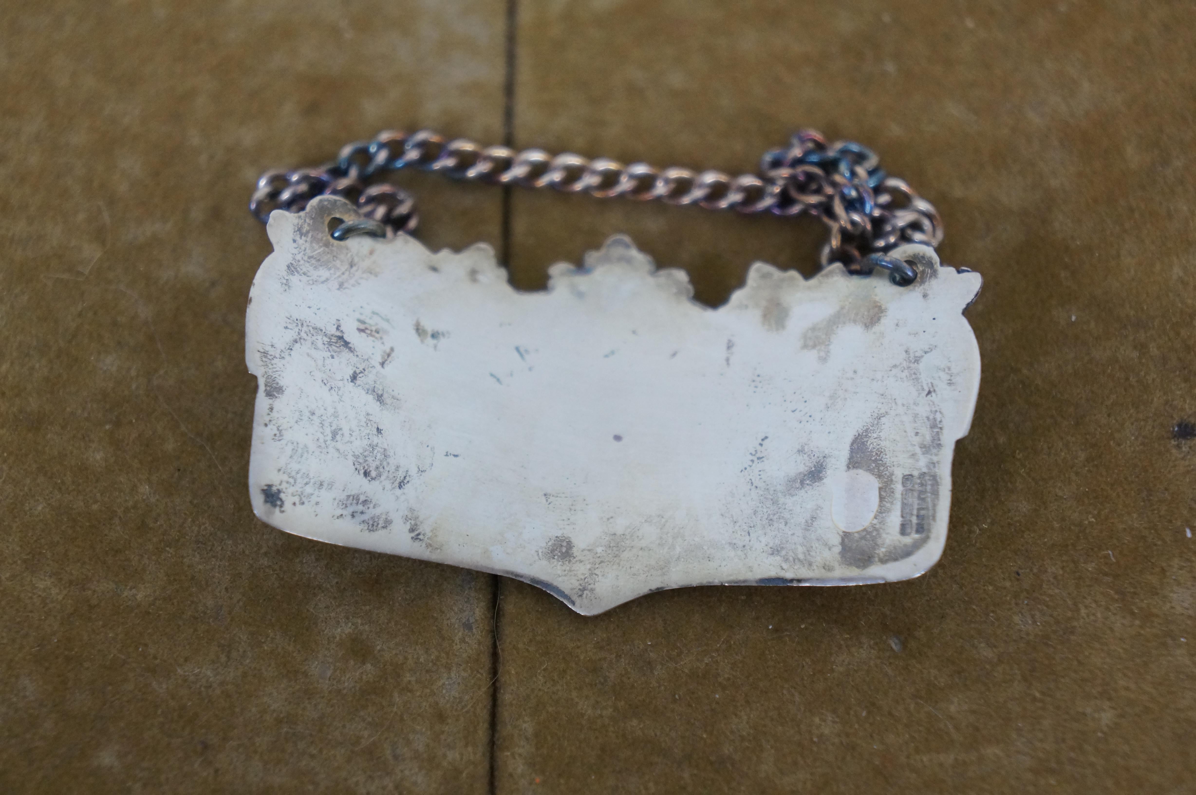 R Blackinton Barocco in argento Sterling Scotch Liquor Bar Bottle Label Charm 27g in vendita 1