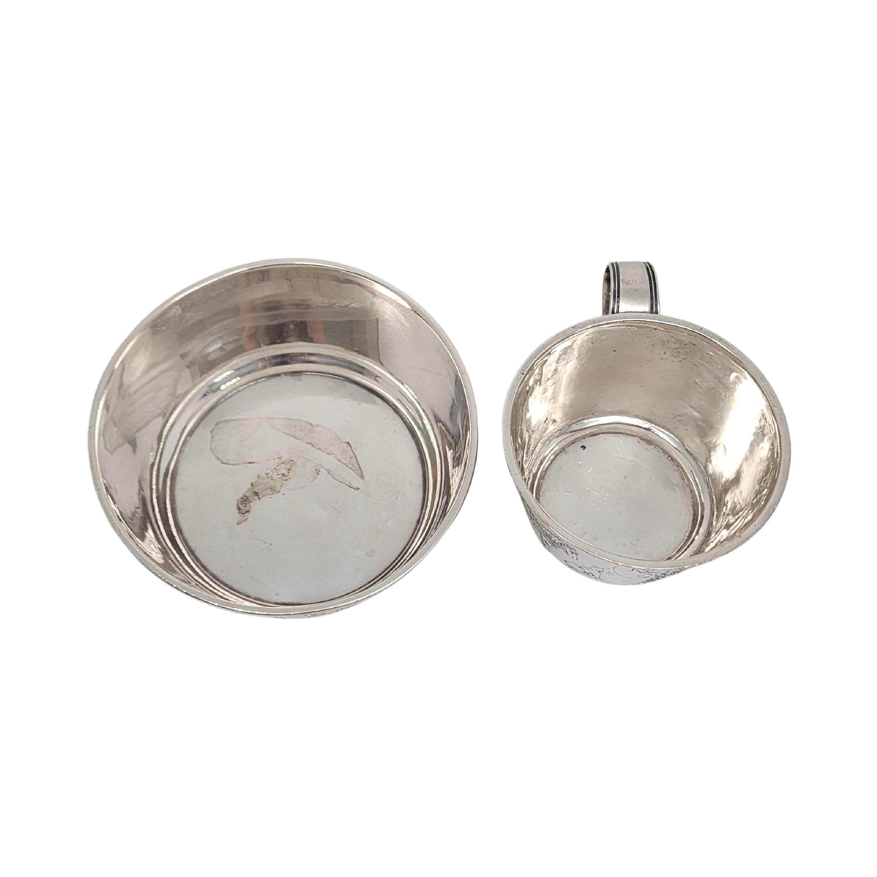 Women's or Men's R Blackinton & Co Sterling Silver Child Bowl and Cup w/Mono #15714 For Sale