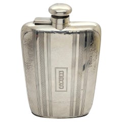 Vintage R Blackinton Co Sterling Silver Hip Flask w/Mono #15758