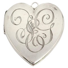 R Blackinton Sterling Silver Heart Locket with Monogram
