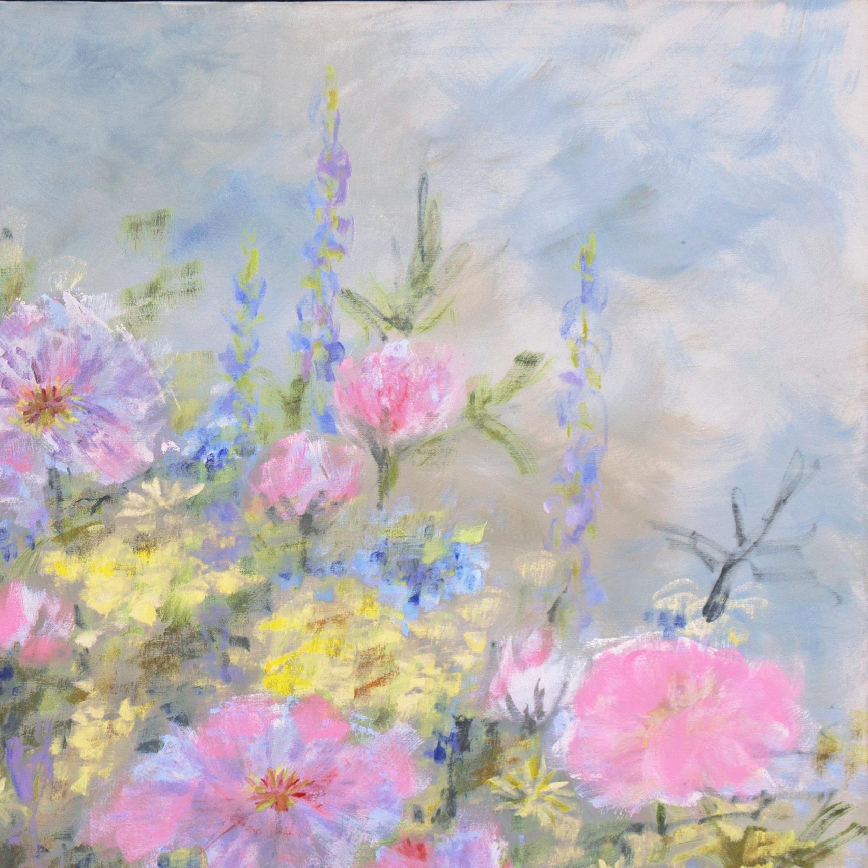 'Summer's Day, Wildflowers in the Breeze', American Impressionist Landscape Oil - Post-Impressionist Painting by R. Bothwell