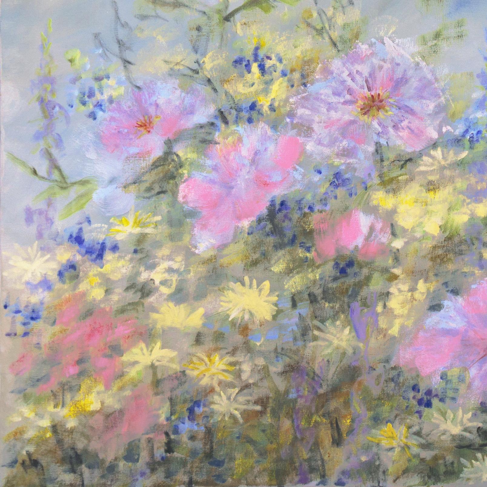 „Sommertag, Wildblumen in der Brise“, amerikanische impressionistische Landschaft, Öl im Angebot 3