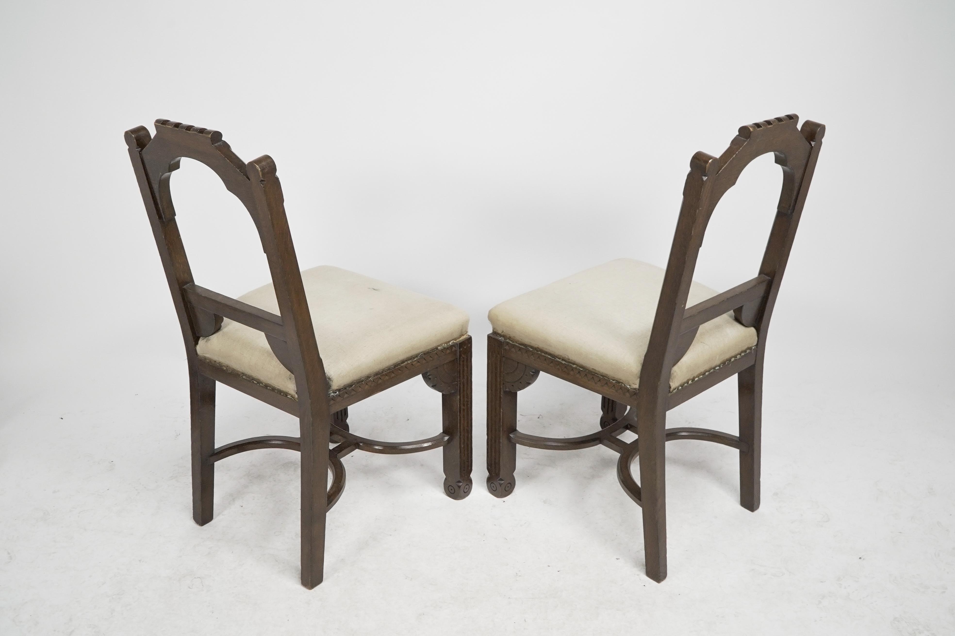 R Boyd. in the style of Dr C Dresser. A pair of oak side chairs For Sale 9