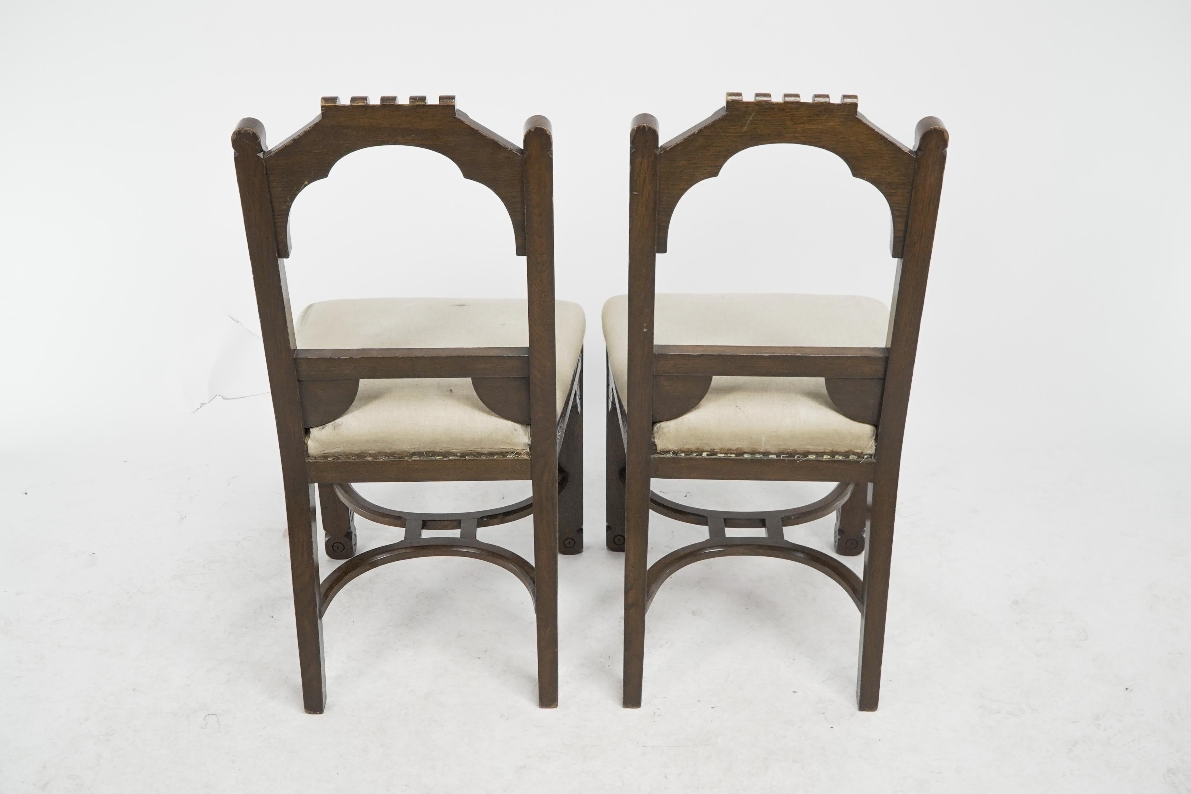 R Boyd. in the style of Dr C Dresser. A pair of oak side chairs For Sale 11
