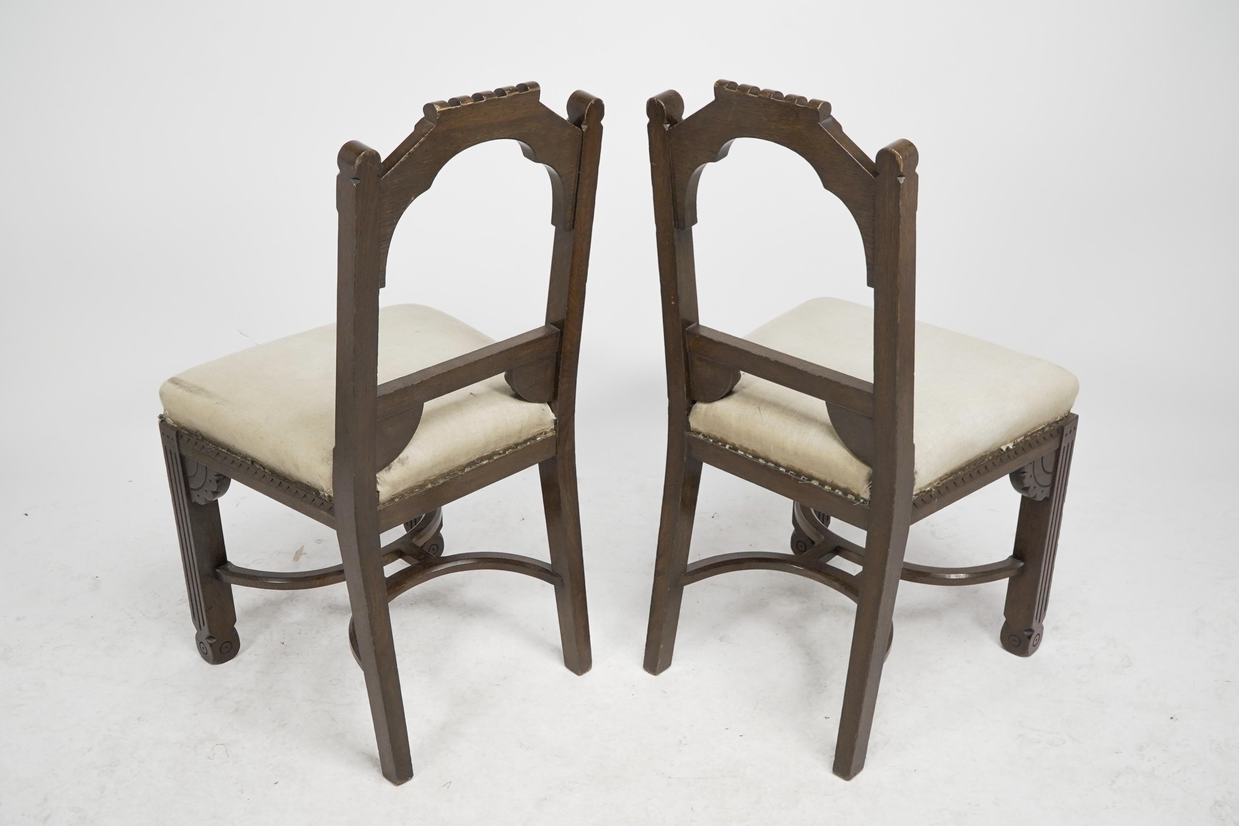 R Boyd. in the style of Dr C Dresser. A pair of oak side chairs For Sale 10