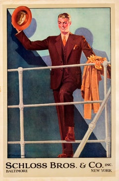  Affiche originale de mode vintage pour hommes Schloss Bros &amp;amp;amp; Co Baltimore, New York, Style