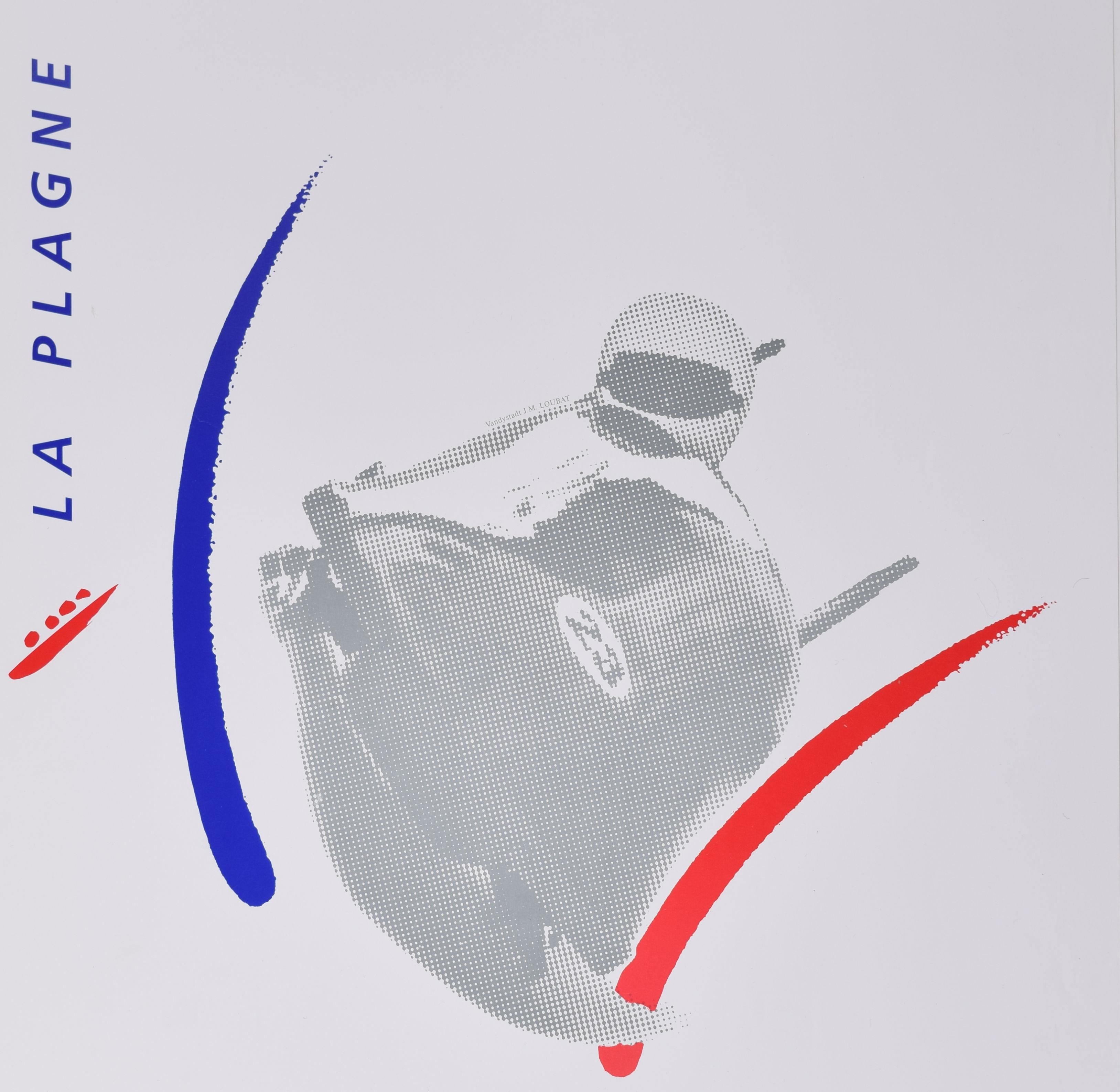La Plagne 1992 Winter Olympics bobsleigh original vintage poster by Meaux For Sale 1