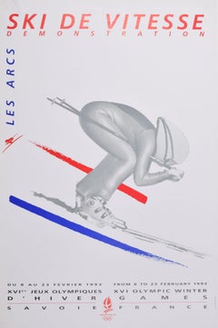 Les Arcs 1992 Winter Olympics skiing original vintage poster by Meaux