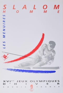 Les Menuieres 1992 Winter Olympics slalom original vintage poster by Meaux