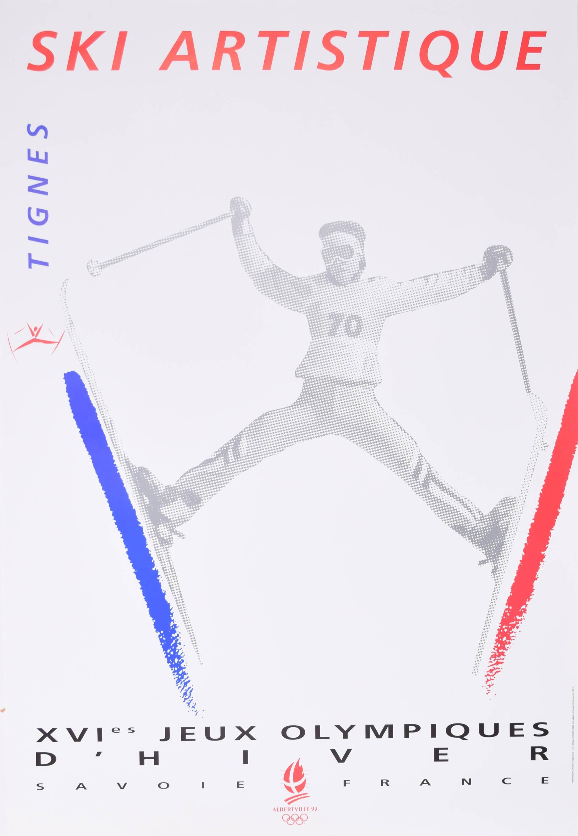 Tignes 1992 Winter Olympics Ski Artistique original 1990 vintage poster by Meaux - Print by R C Meaux