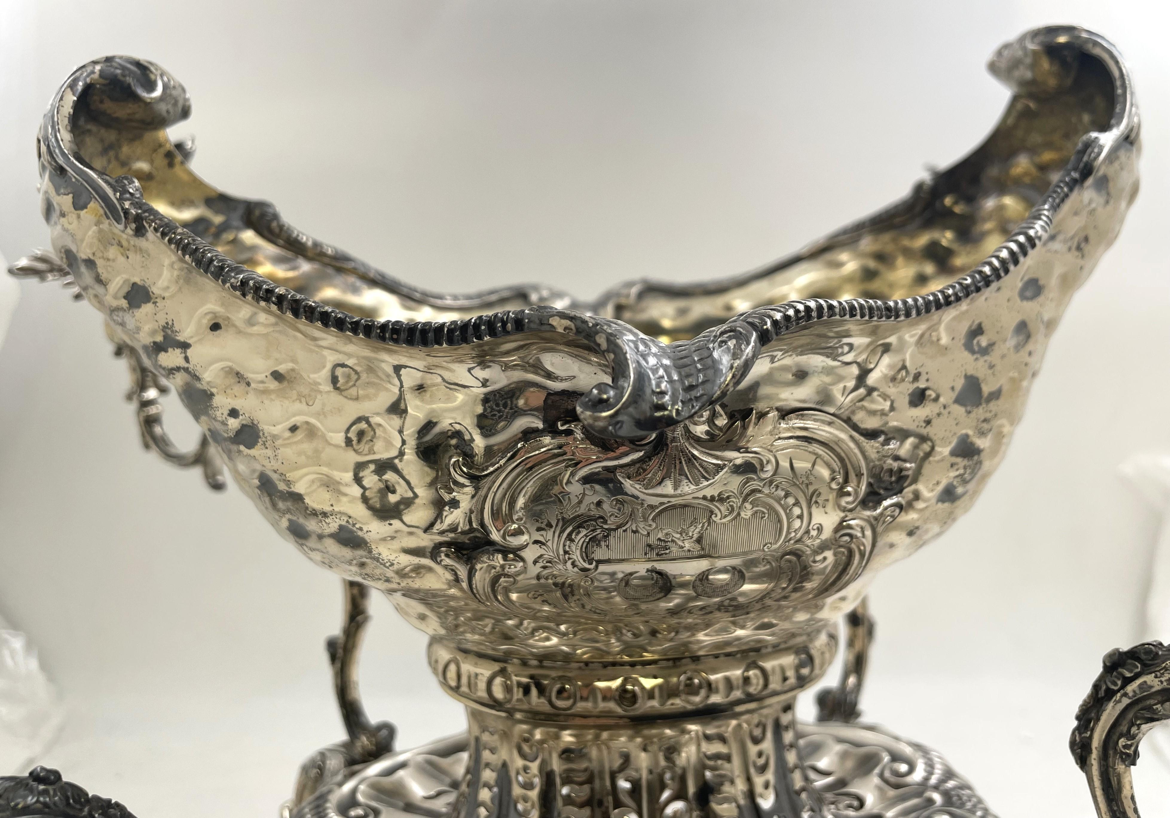 Irlandese R. Centrotavola Epergne in argento Sterling di Calderwood della metà del XVIII secolo in vendita