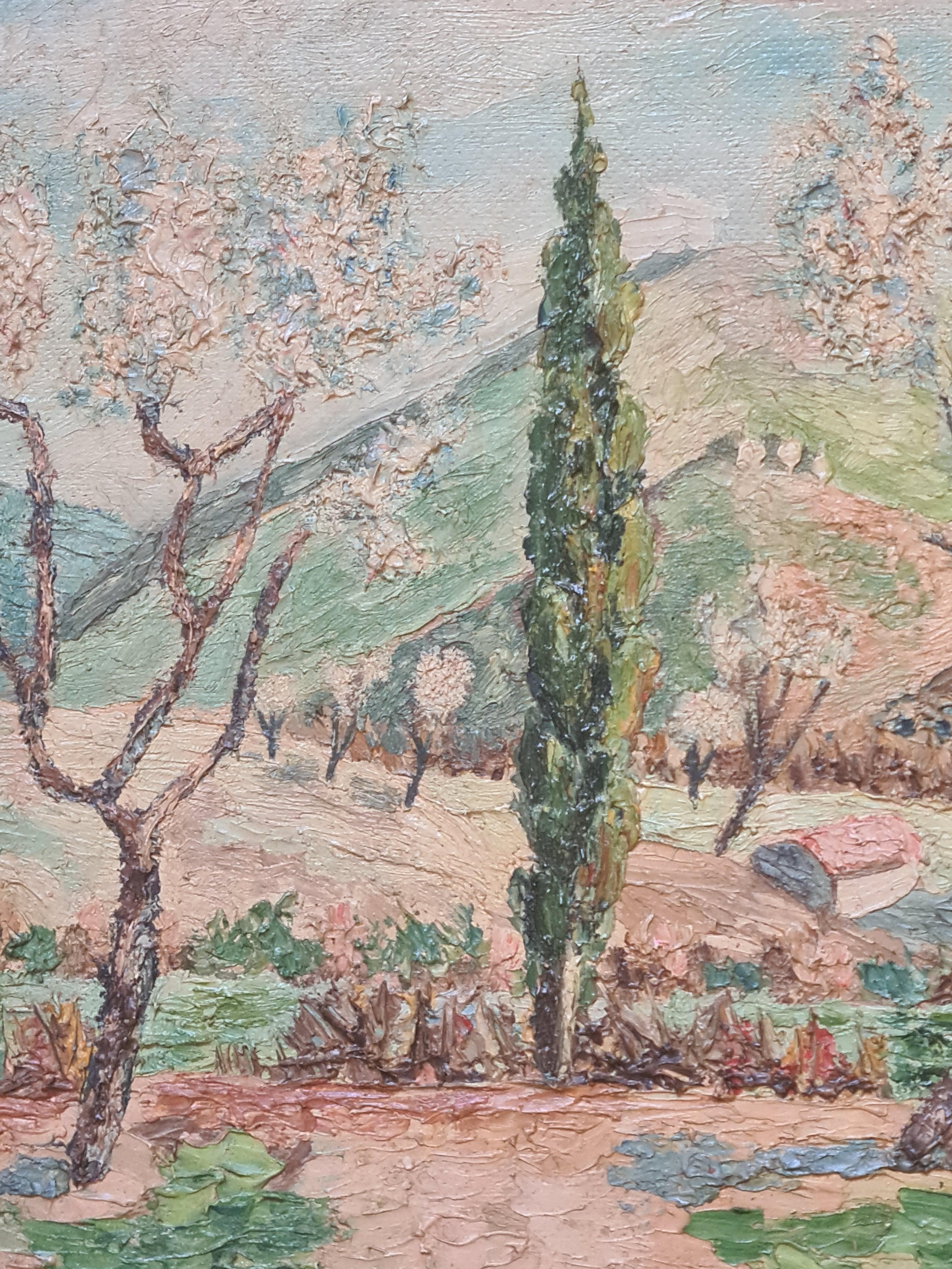 French Impressionist Landscape, Almond Blossom 'Amandiers St Etienne Les Orgues' 1