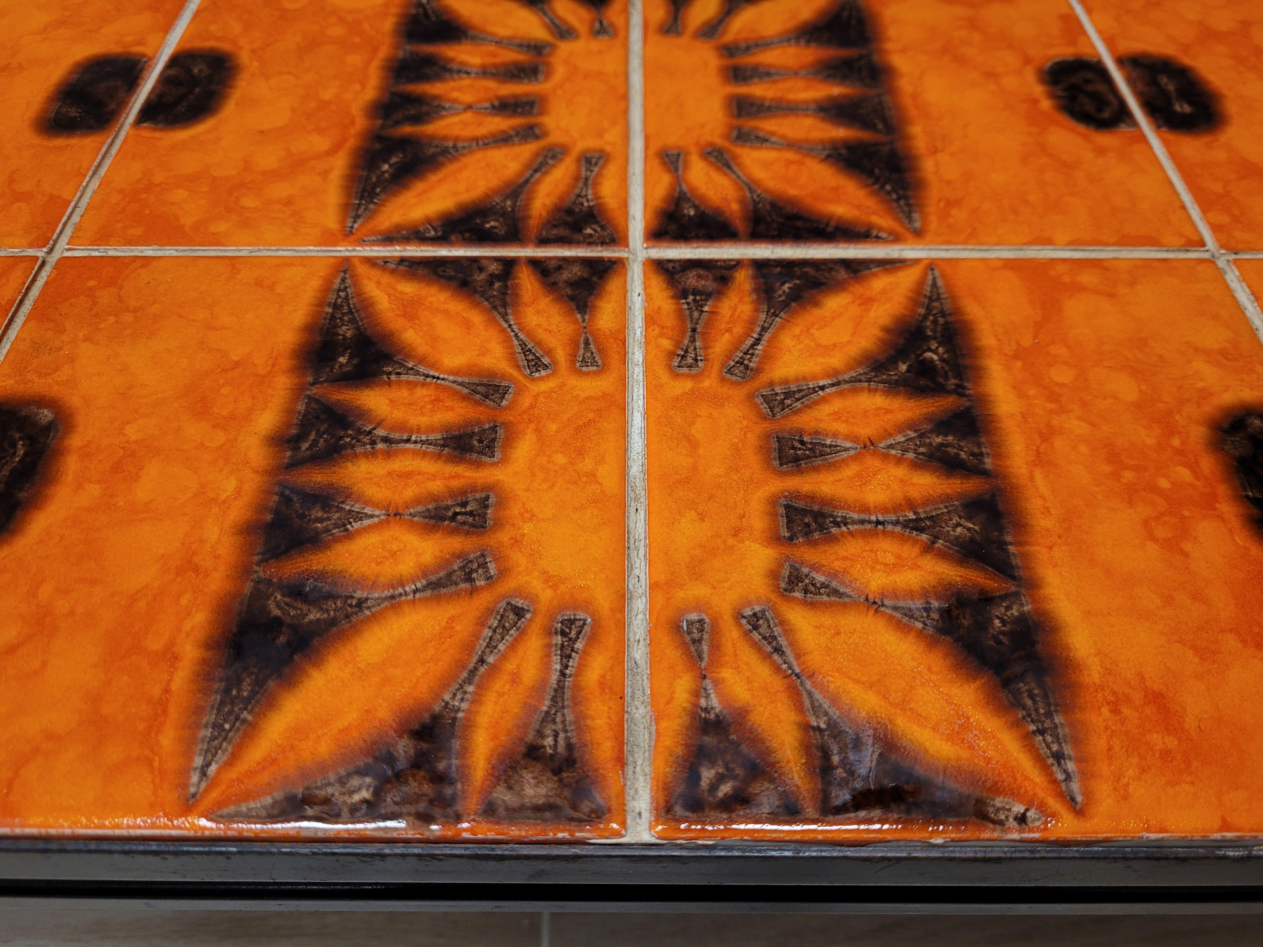 Céramique Capron Vallauris orange et noire - Céramique française - Coffetable  5