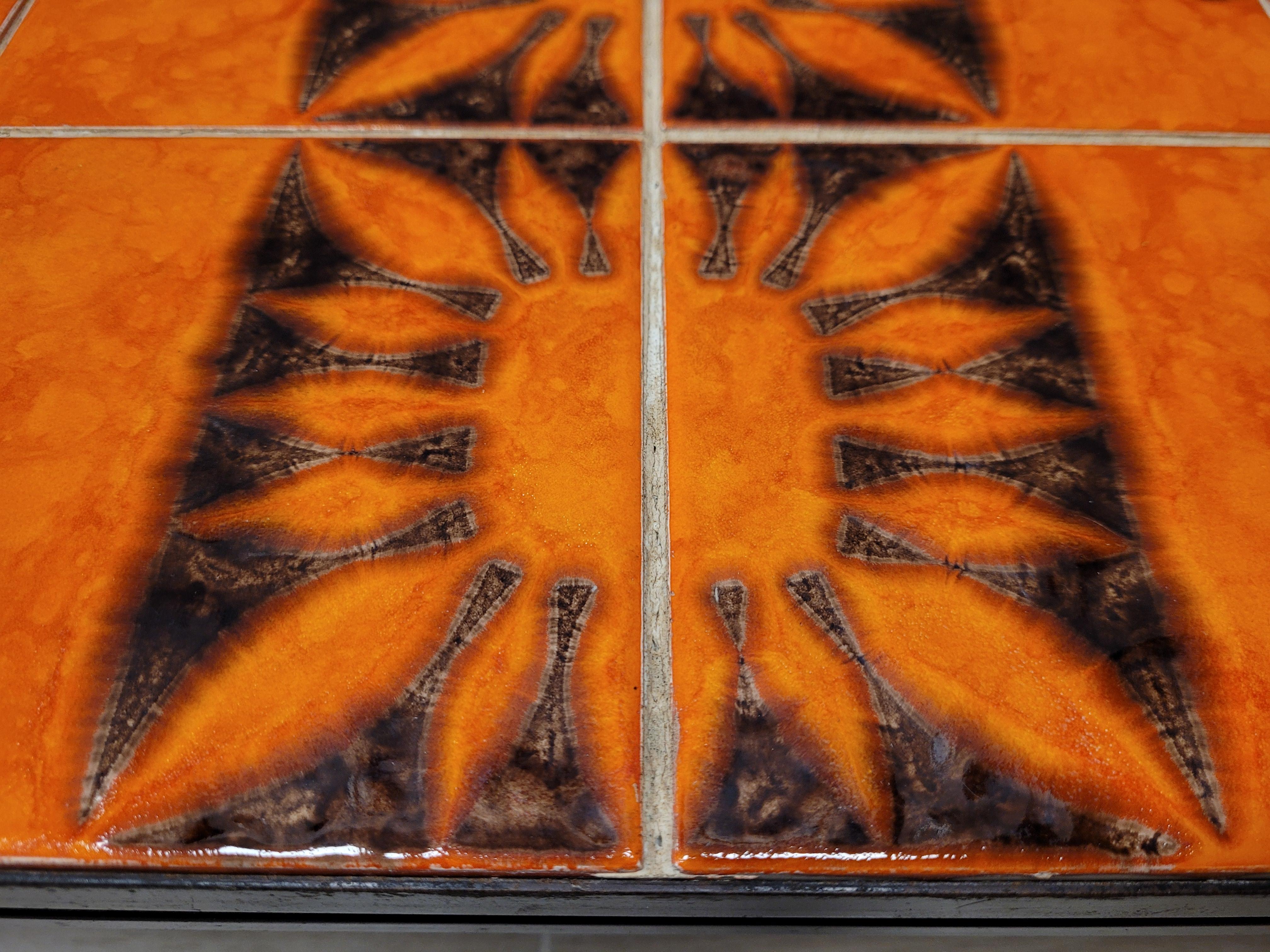 Céramique Capron Vallauris orange et noire - Céramique française - Coffetable  6