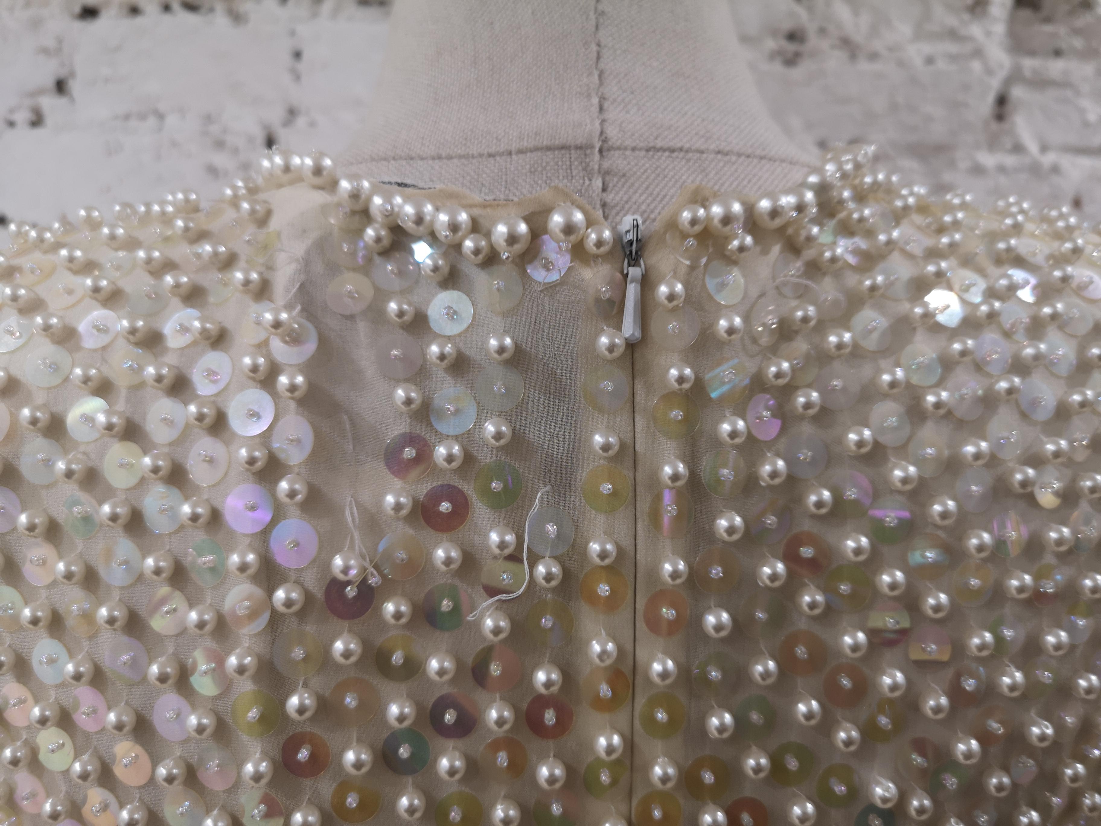 R. Carrano cream beads dress 2