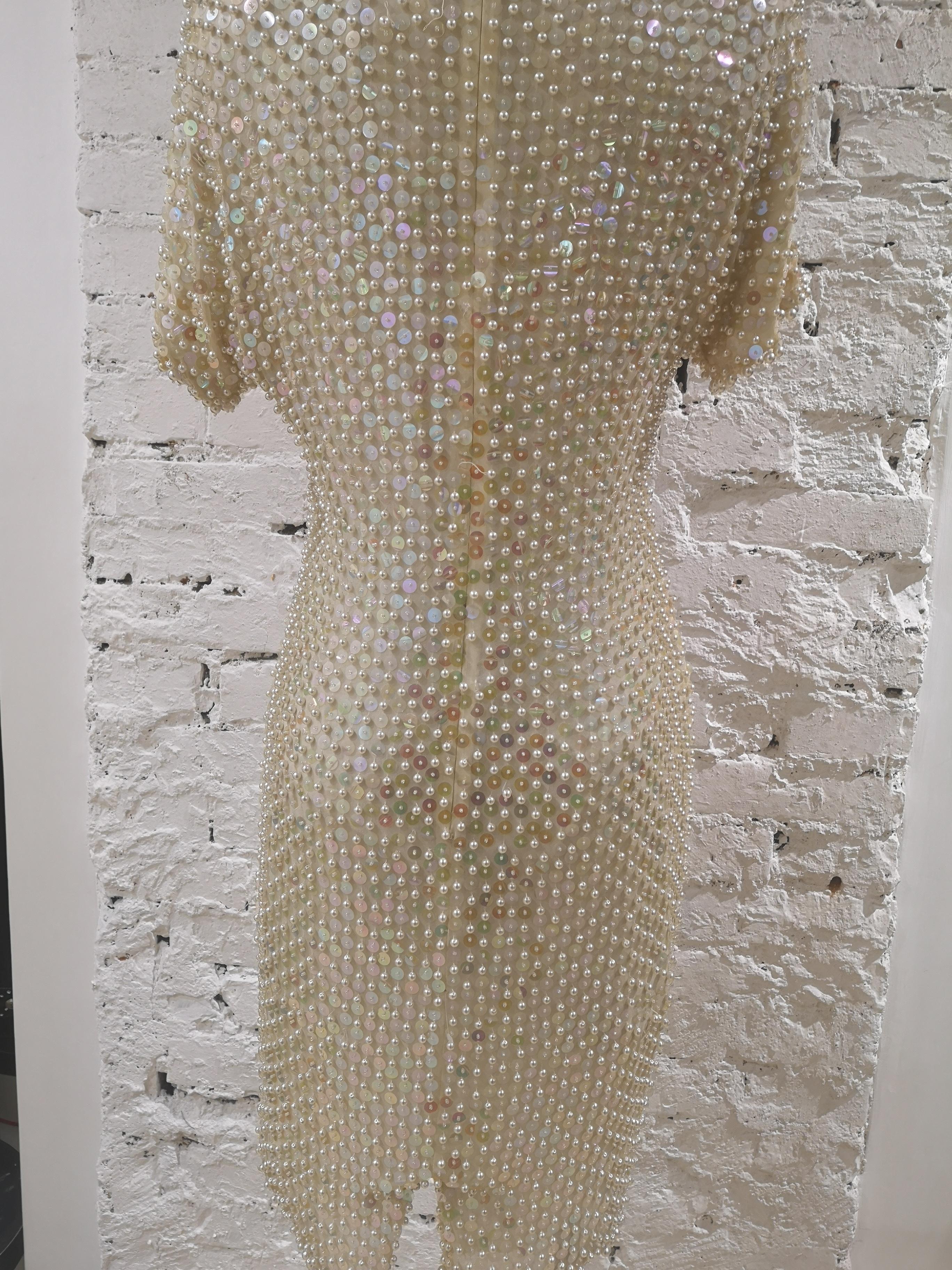 Women's R. Carrano cream beads dress