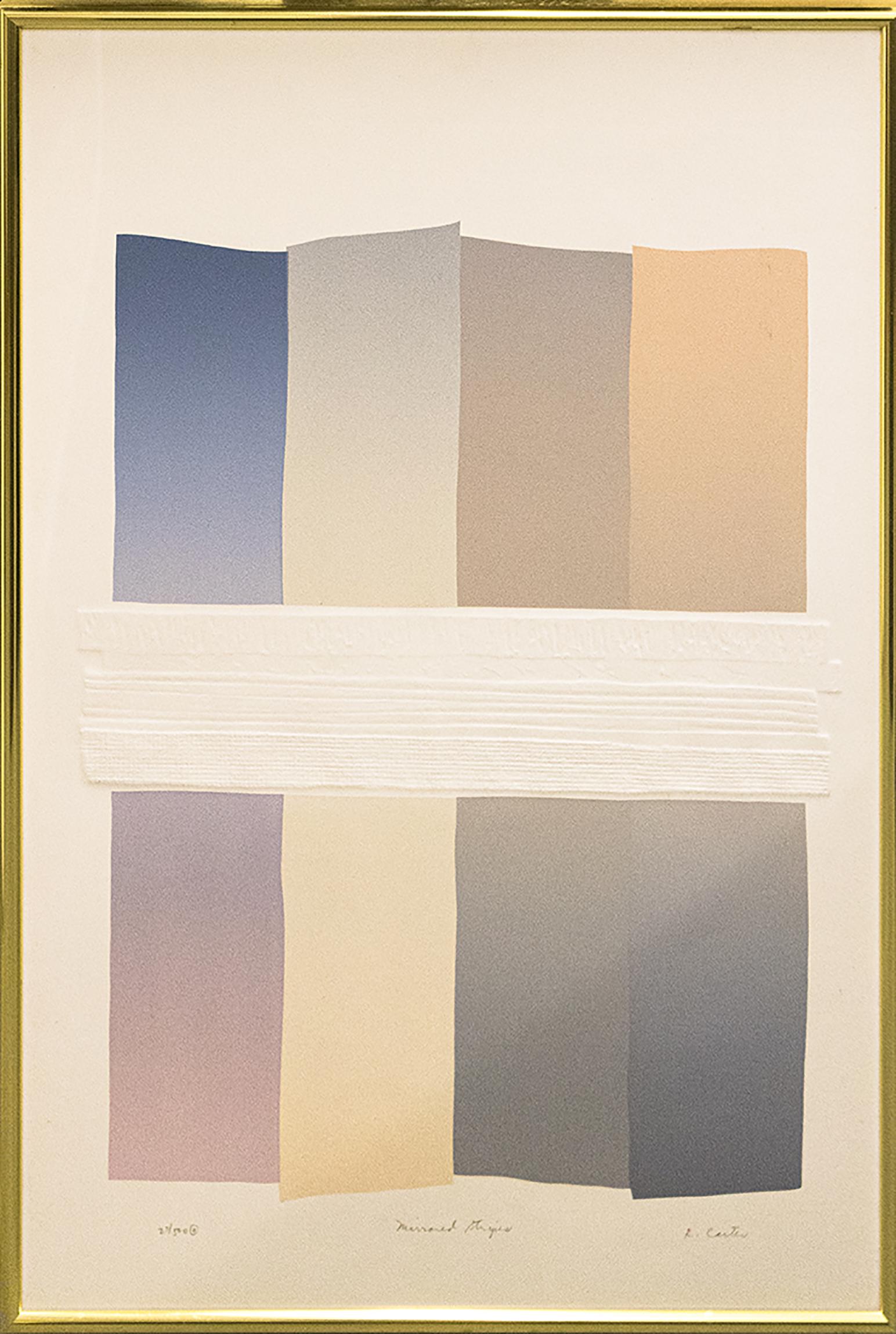 "Mirrored Stripes" Lithographie gaufrée de R. Carter.
Signé par l'Artistics.
Numéroté 27/500.
Mesure 27,5 x 18,5 pouces.
En bon état.
