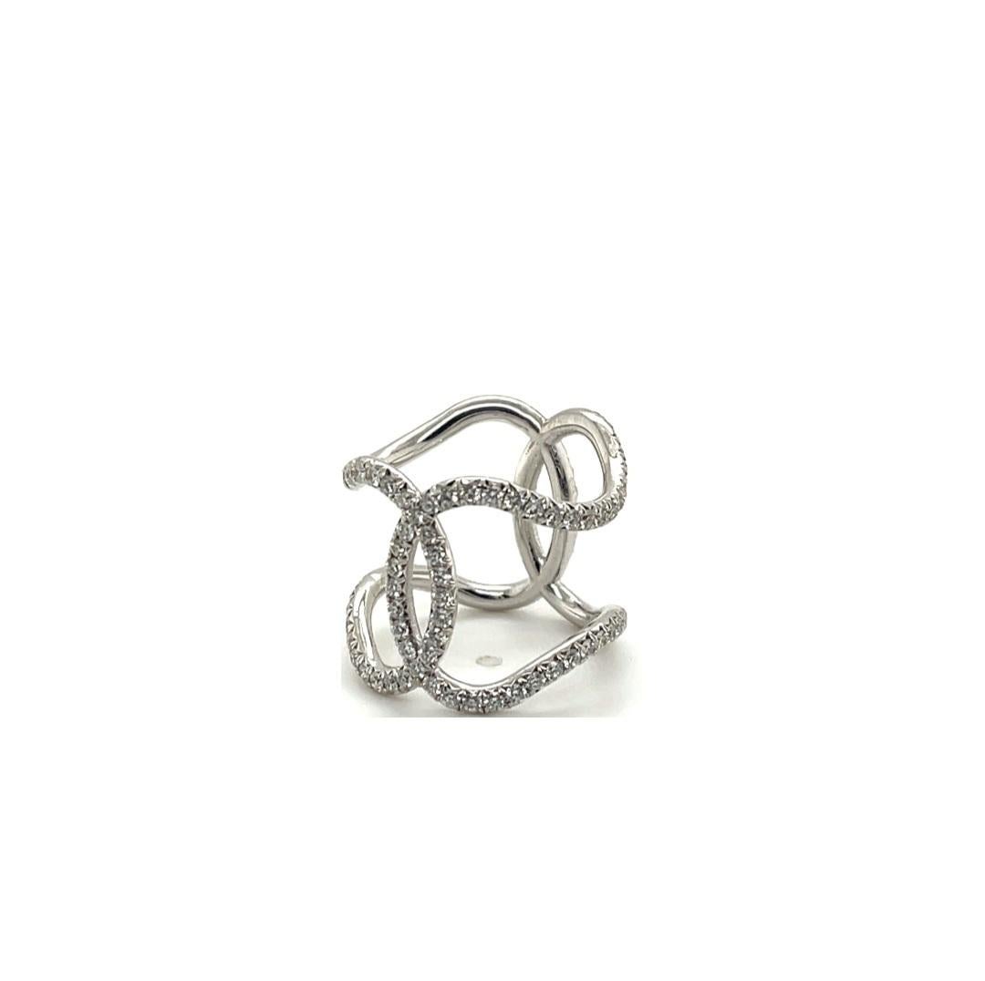 Modern R-CC100, 18k White Gold, One of a Kind Ring For Sale