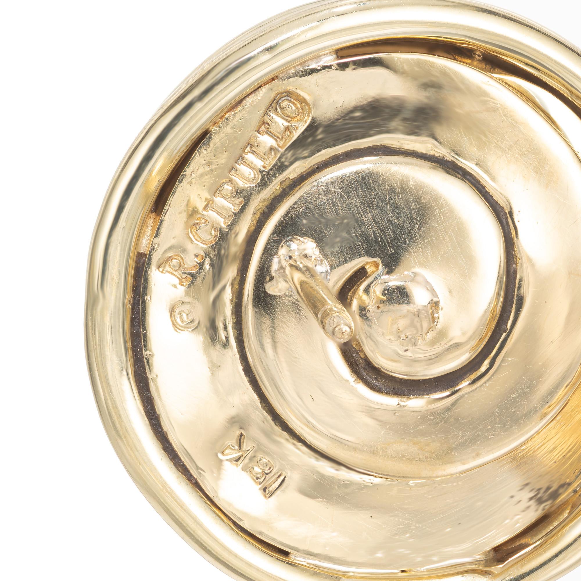 R. Cipullo Weiße Mabe Perle Oval Citrin Gold Ohrringe im Zustand „Gut“ im Angebot in Stamford, CT