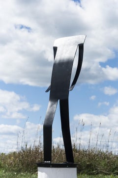 Bravado II - verspielte, abstrahierte Figur, Skulptur aus lasergeschnittenem Stahl für den Außenbereich