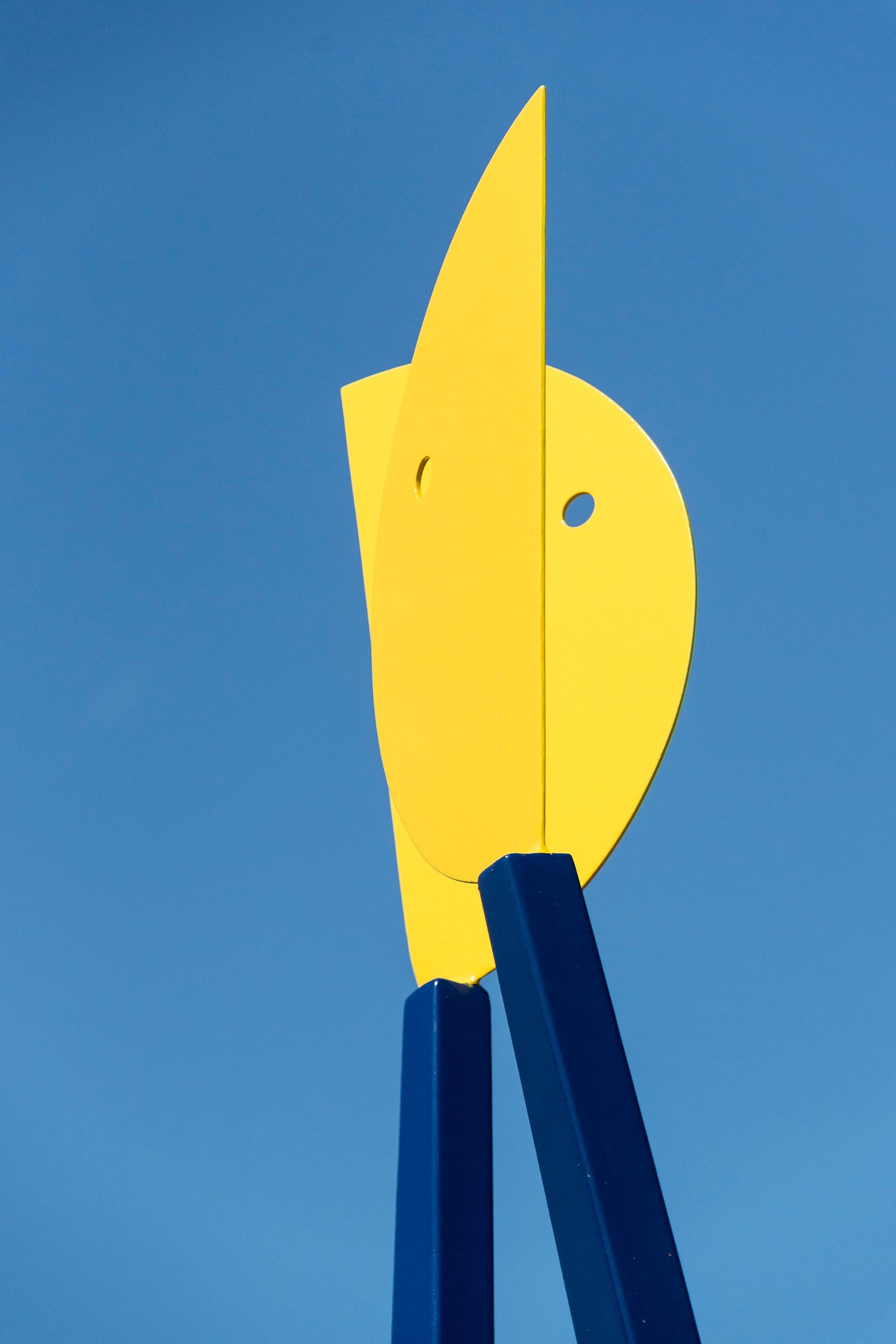 Facetime - tall, colourful, abstracted figures, aluminum outdoor sculpture For Sale 3