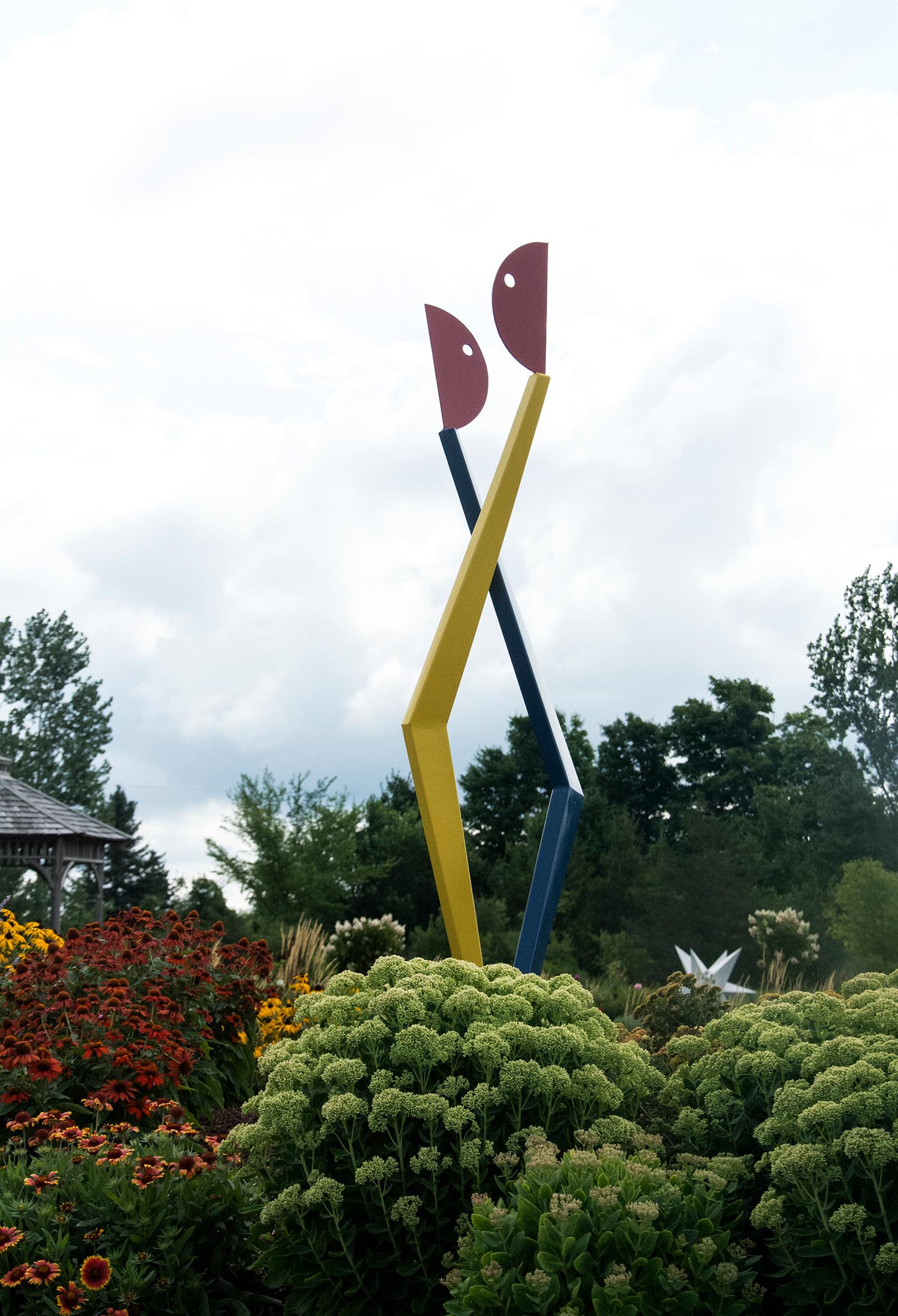 First Dance - playful modernist outdoor sculpture - Abstract Geometric Sculpture by R. Clark Ellis
