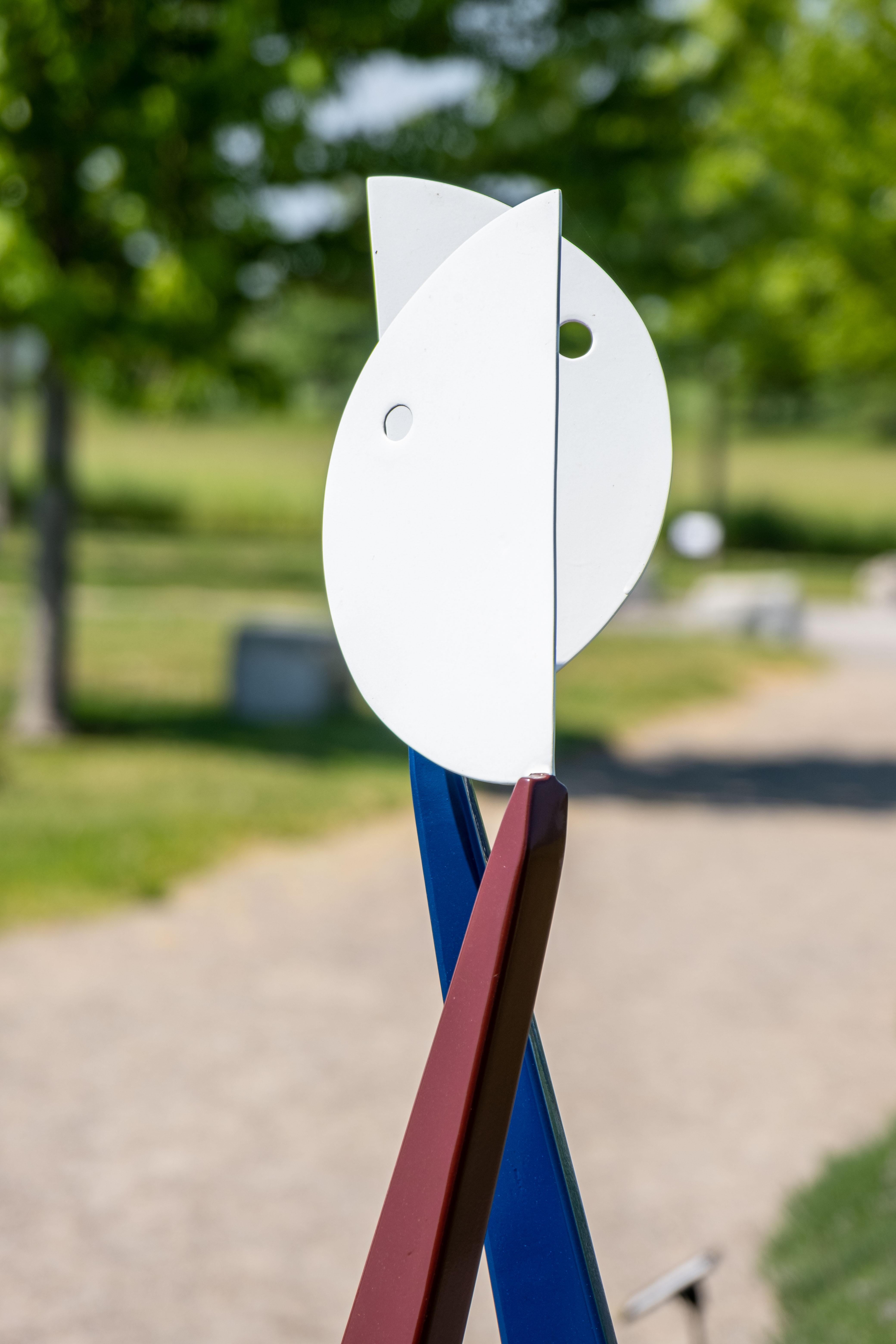 Ghost Dance - tall, minimalist, abstracted figures, steel outdoor sculpture - Blue Abstract Sculpture by R. Clark Ellis