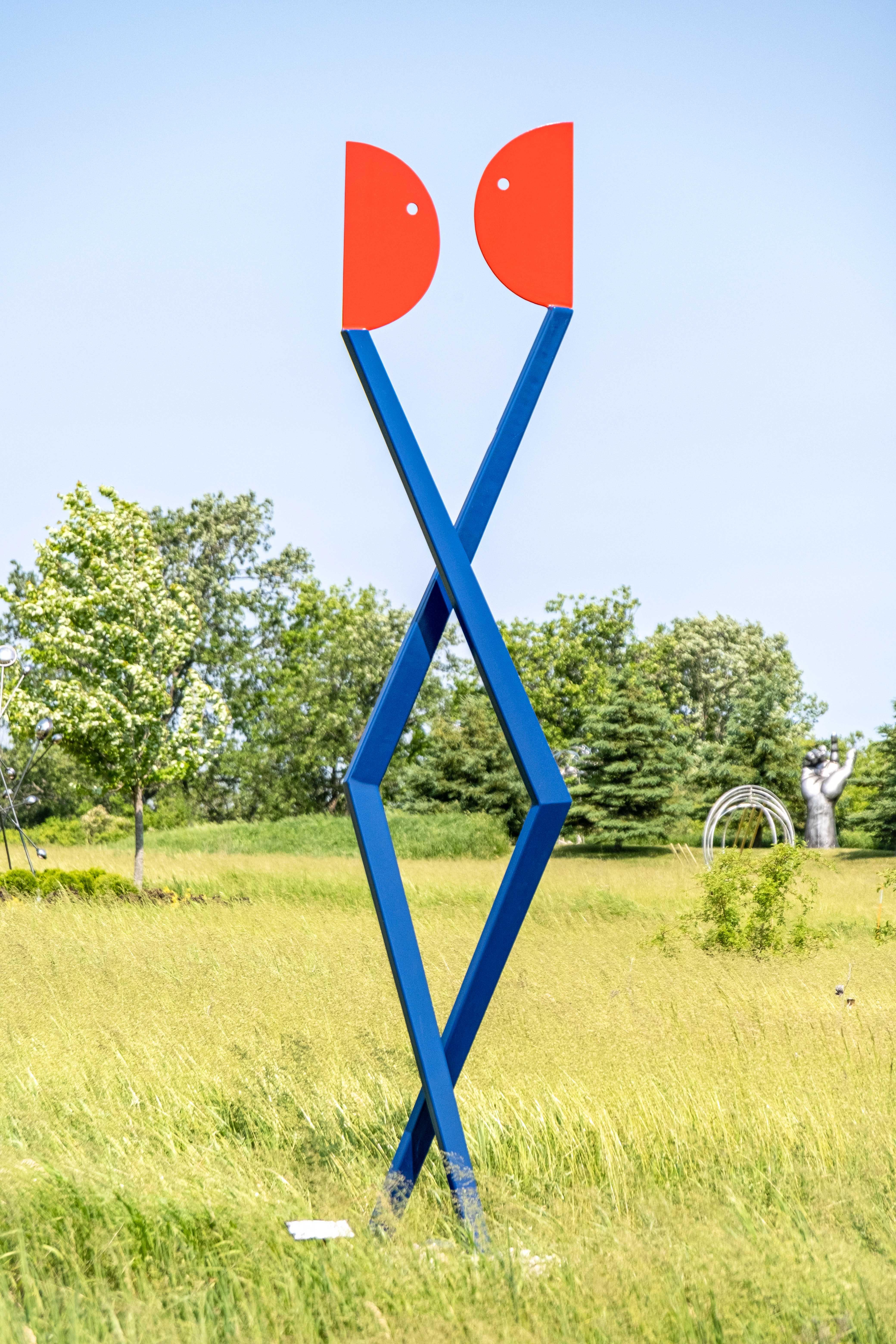 Glance Dance III - tall, abstracted figures, aluminum outdoor sculpture - Sculpture by R. Clark Ellis
