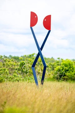 Glance Dance III - tall, abstracted figures, aluminum outdoor sculpture