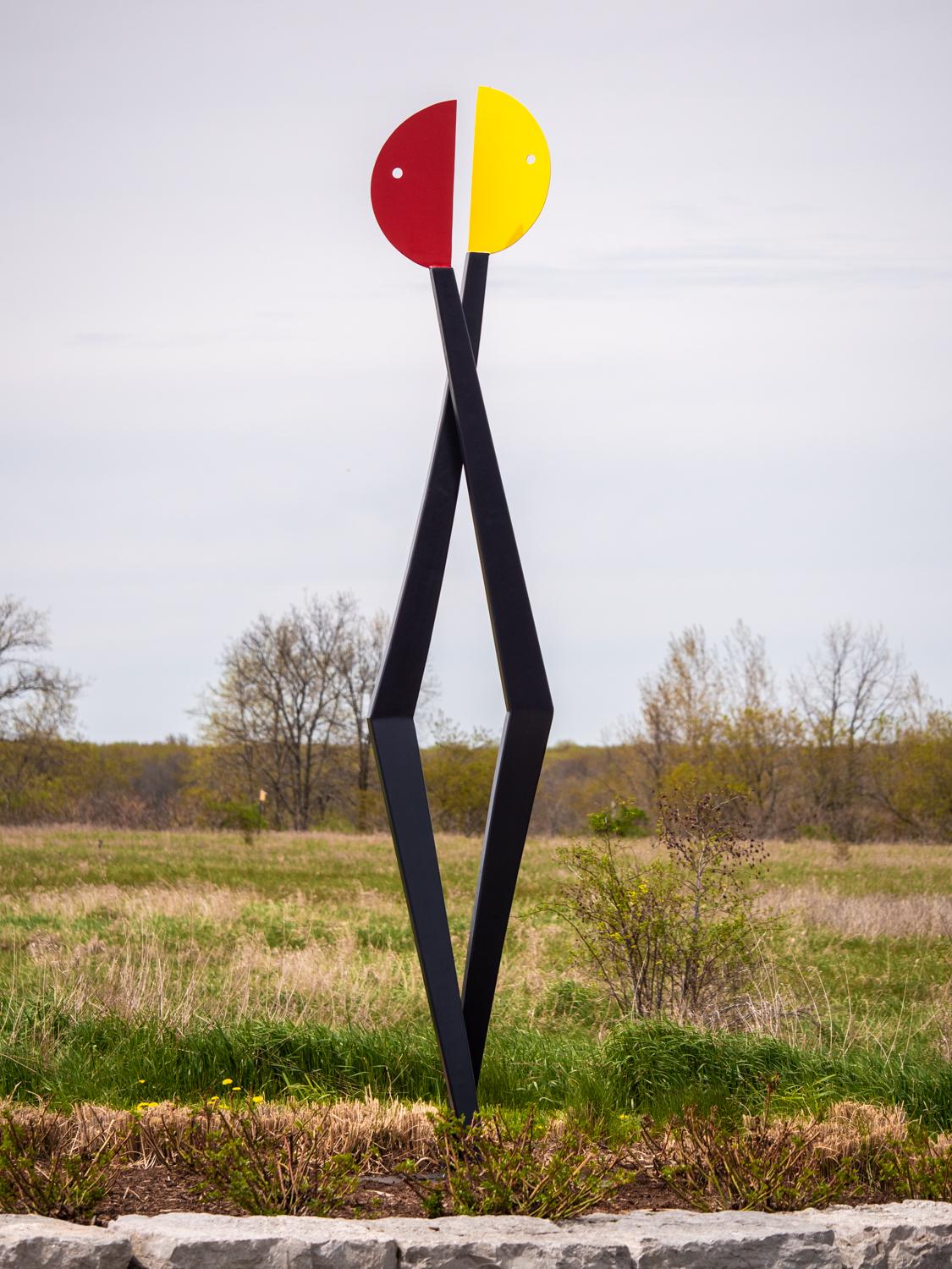 Past Conversations - colourful, playful, abstracted figures, steel sculpture - Sculpture by R. Clark Ellis
