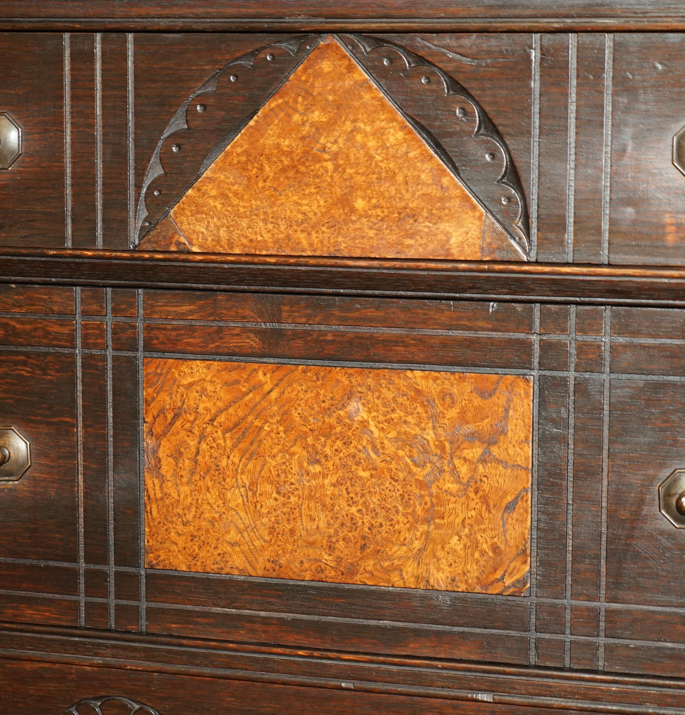 19th Century R Crosby & Son Victorian Burr Elm Wellington Chest of Drawers 160 Crests Seal For Sale