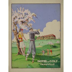 Circa 1930 original gouache poster project for the Hôtel du Golf in Deauville