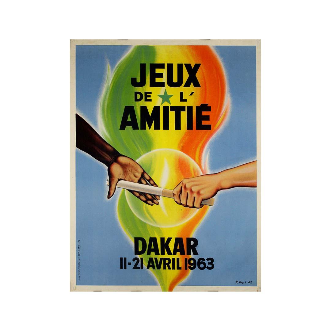 Cartel de Jeux de l'Amitié Dakar (Juegos de la Amistad) diseñado por R. Dupé en 1962 en venta 1