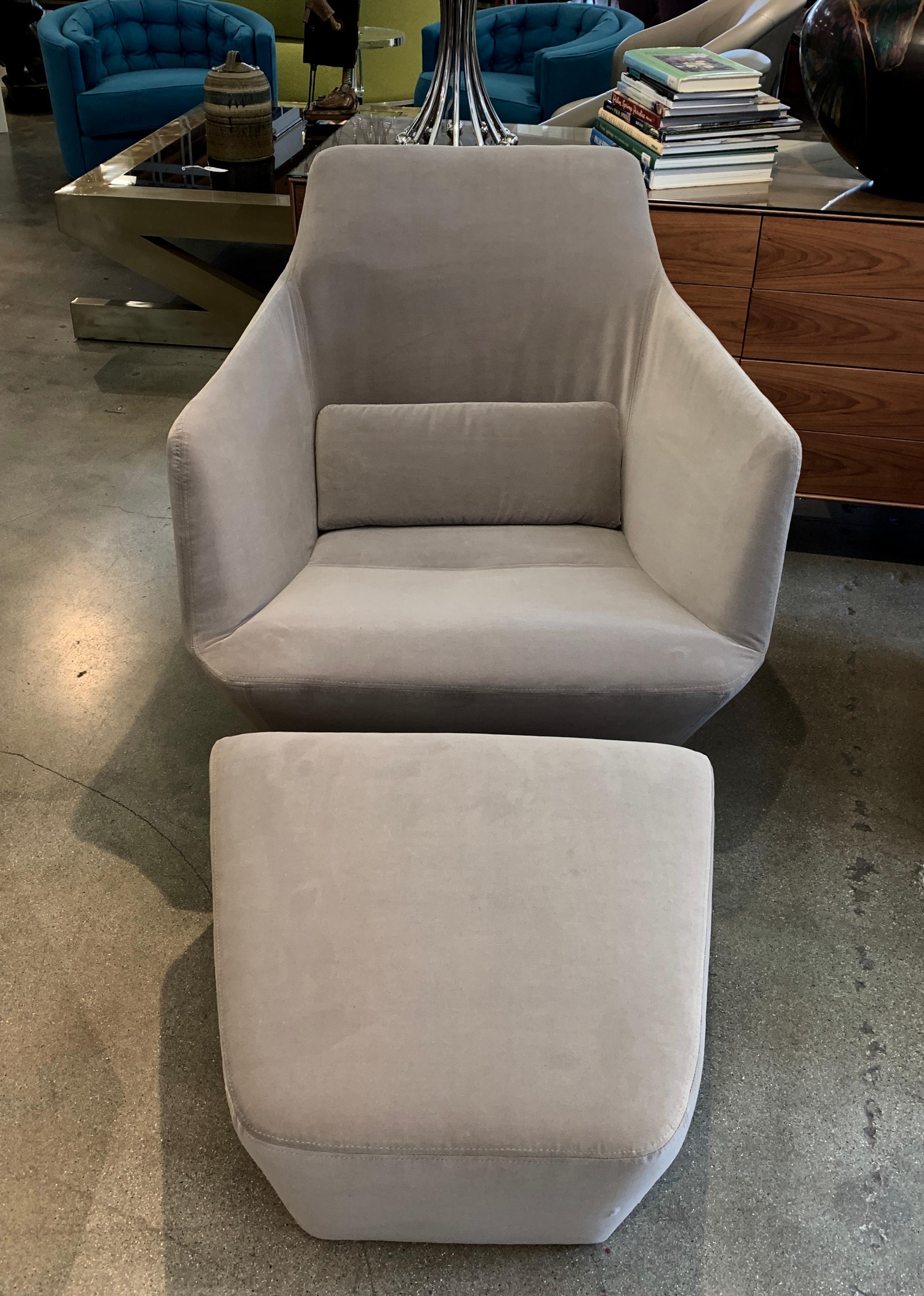 Ronan and Erwan Bouroullec Facett set designed for Ligne Roset redone in a Knoll velvet fabric. We have updated the upholstery and eliminated the interior stitching. The fabric is Oh La La Taupe by Knoll textiles. We had the labels reattached and